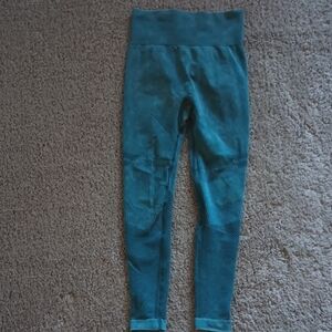 Womens Teal Ruched Leggings